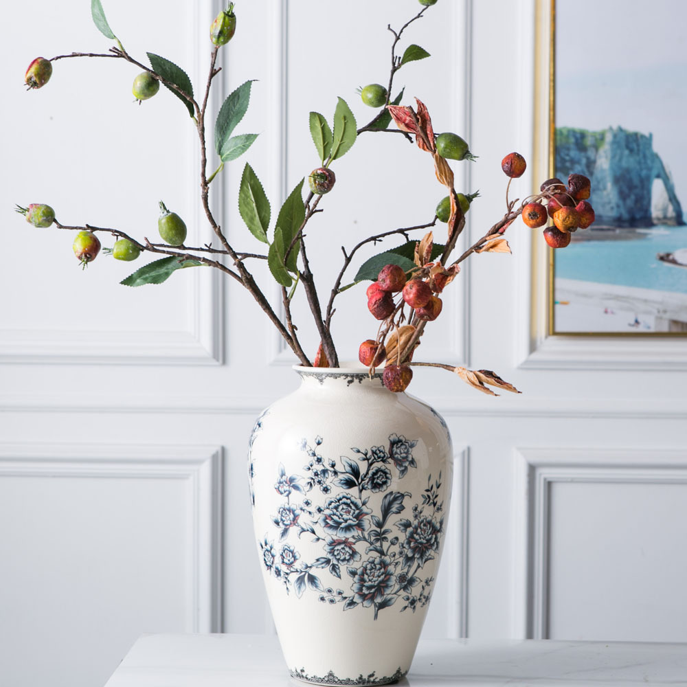创意美式陶瓷花瓶新中式青花客厅干花插花器玄关家居饰工艺品摆件
