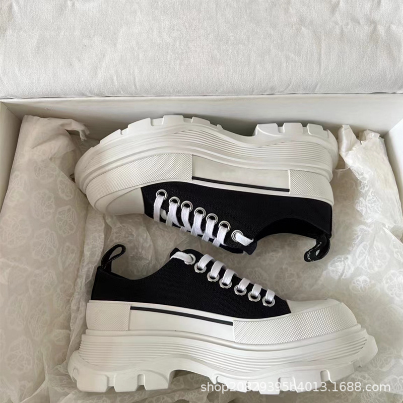 莆田纯原麦昆厚底鞋帆布鞋低帮厚底松糕增高百搭小白鞋情侣男女鞋