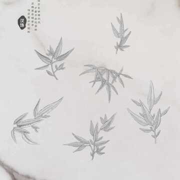 银灰色竹子刺绣布贴古风熨烫可缝衣服辅料装饰补丁贴批发绣花贴