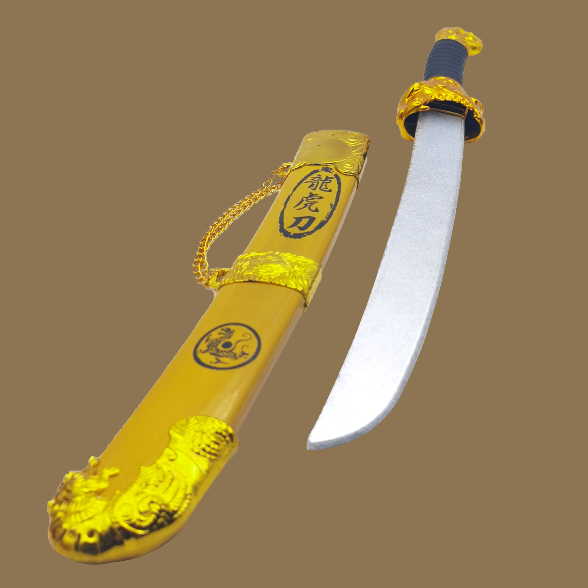 彩色吸塑电镀龙虎刀猛虎刀武士刀竹木刀剑玩具模型玩具刀景区热销