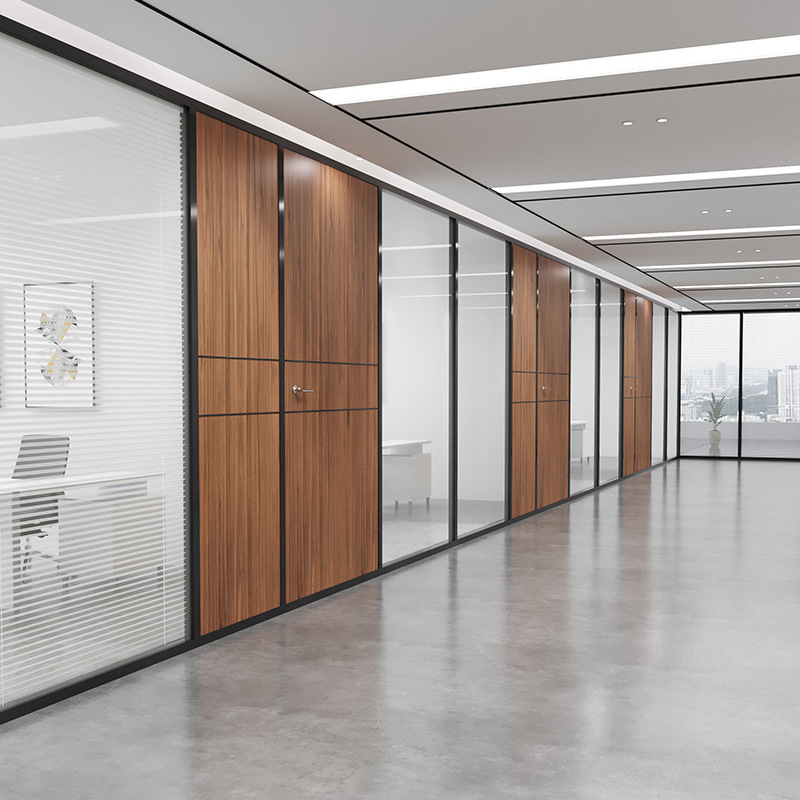 西安高隔断办公室玻璃隔断墙室内隔音铝合金双层钢化中空玻璃百叶