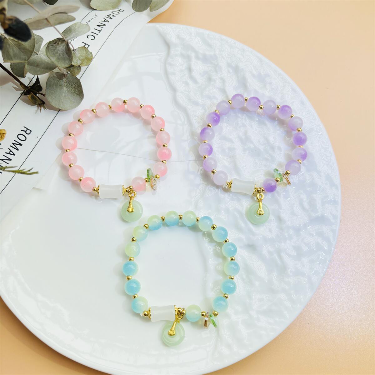 上岸锦鲤和田玉平安扣手链女景区热卖工艺品摆摊手链琉璃手串拿货