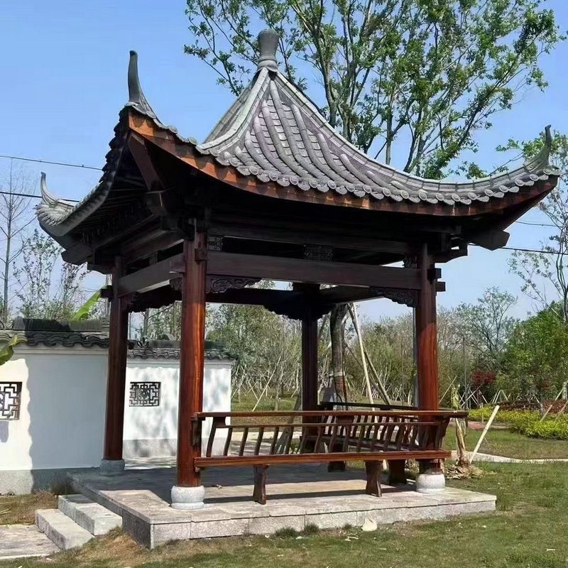 仿古四角仿古凉亭厂家庭院休闲木亭子仿古木质古建四柱亭室外休闲