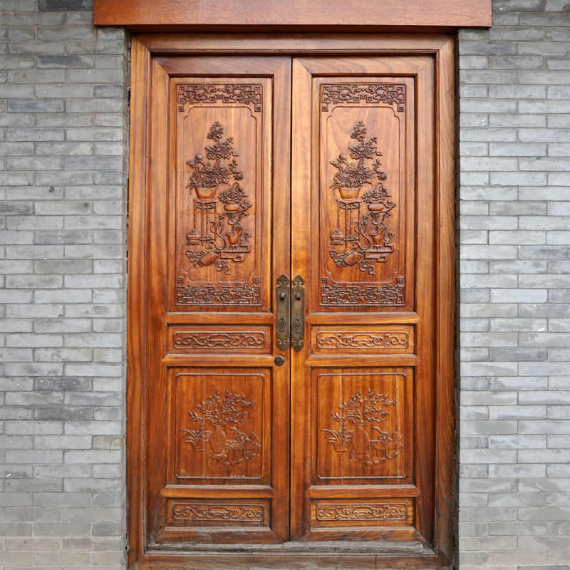 东阳木仿古门窗实木花格门中式屏风隔断松木吊顶玄关浮门门套