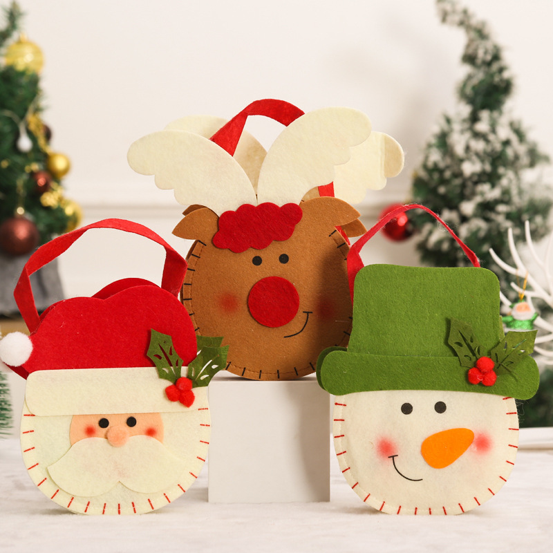 圣诞节装饰品礼品袋圣诞糖果袋儿童圣诞节礼物礼品装饰立体手提袋