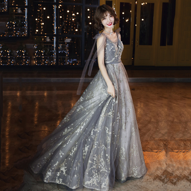 宴会晚礼服2024新款长款年会性感晚宴吊带主持人气质礼服裙女