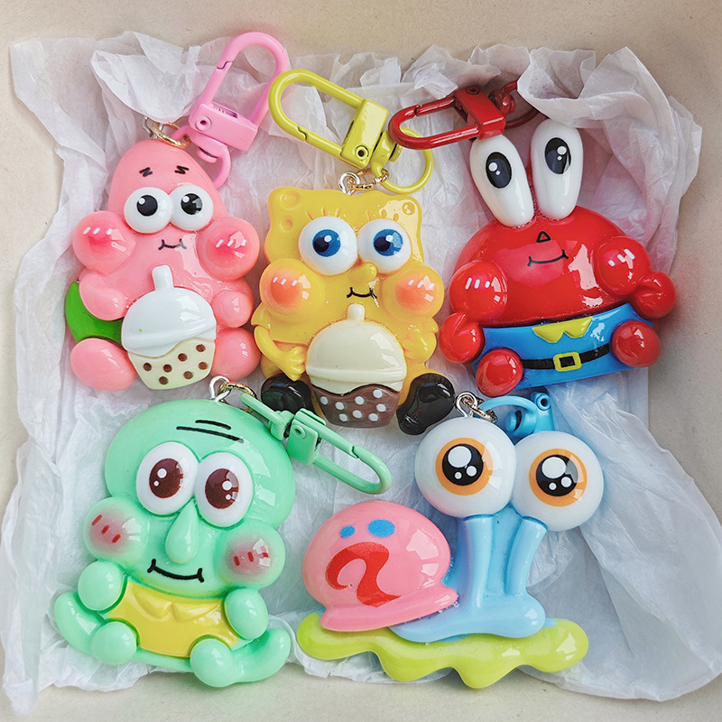 大号卡通海绵章鱼螃蟹蜗牛海洋小动物可爱可爱钥匙扣挂件挂件女