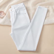 夏季薄款白色牛仔裤女士外穿紧身裤高腰显瘦ins大码小脚铅笔裤子