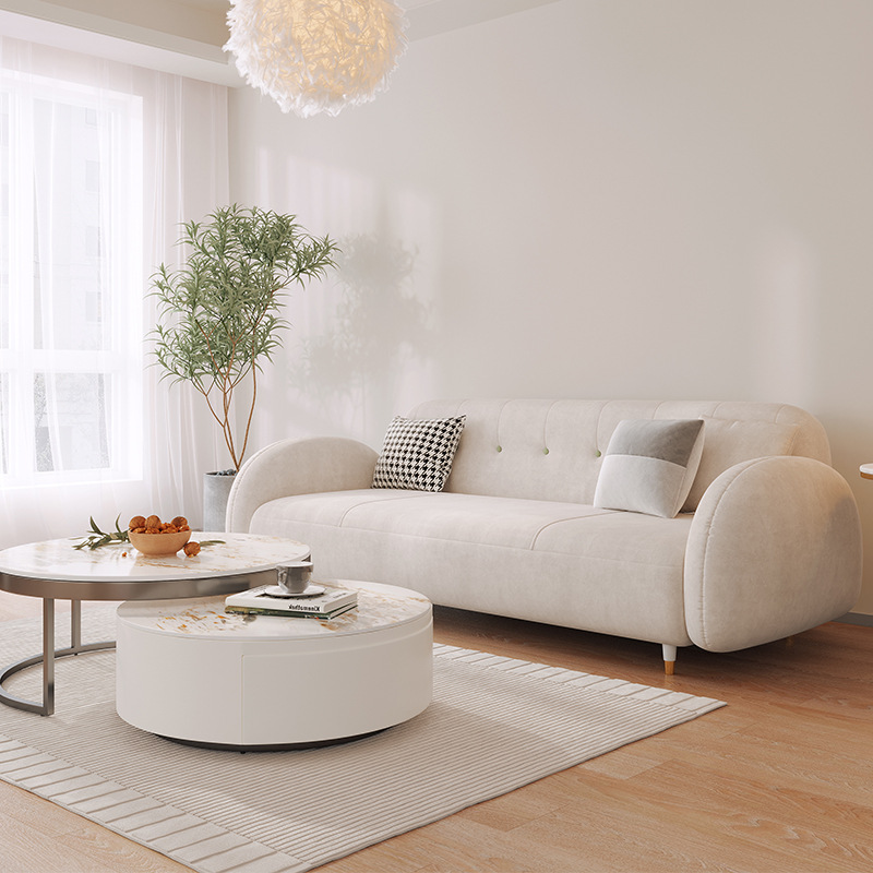 布艺沙发设计师客厅家具组合北欧奶油风小户型三人科技绒布沙发