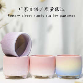 跨境批发多肉花盆家用阳台客厅麦饭石粗陶透气创意大号陶瓷花盆