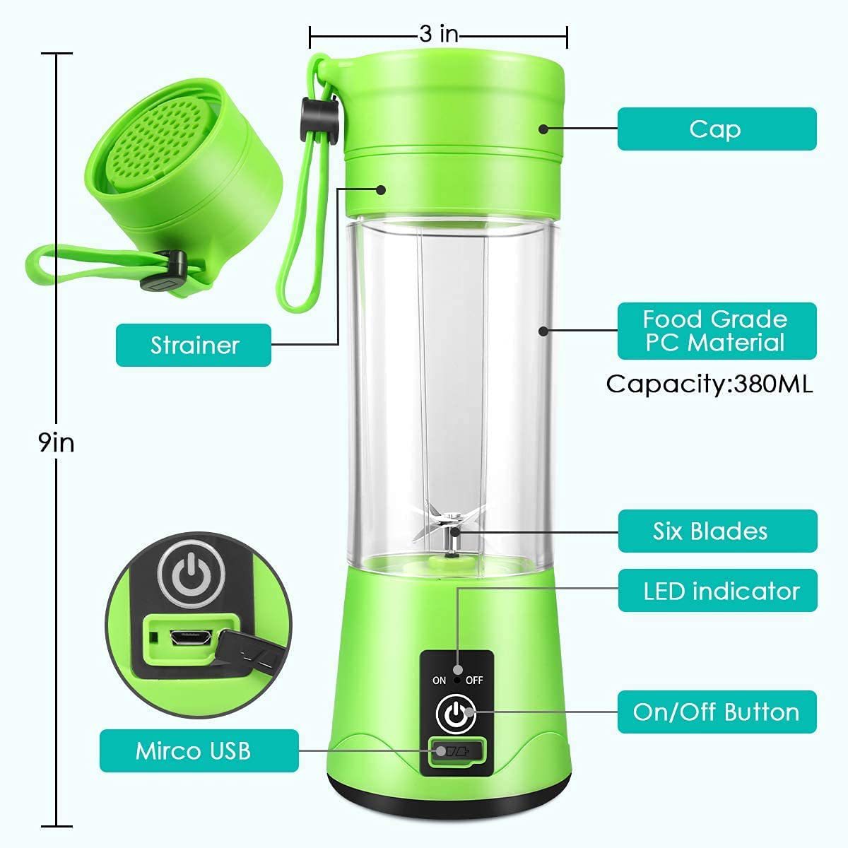 Cross-Border Wireless Juicer Household Fruit Cup Mini Portable Juicer Cup USB Charging Small Juice Extractor