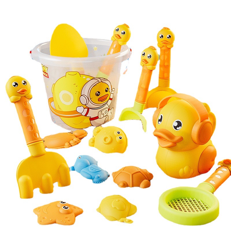 Little Yellow Duck Beach toy set Children's beach bucket dredging shovel tool beach play in the sand full Item Picture