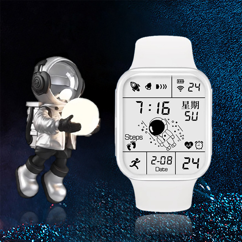 抖音直播分销中学生用电子手表防水led照明儿童电子表太空人手表