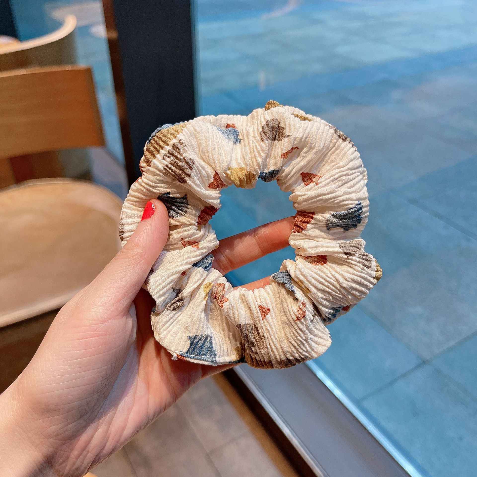 秋冬韩版小清新泡芙大肠发圈 布艺褶皱少女甜美ins大肠圈头绳发圈