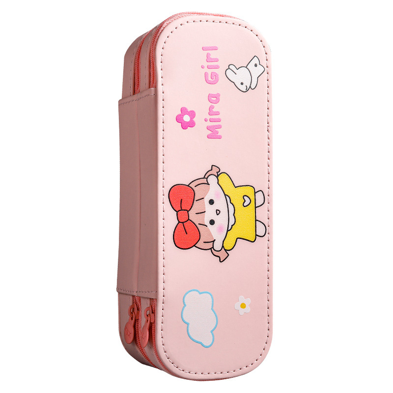 Multifunctional Pencil Case Stationery Case Girl Heart Ins Trendy Double Layer Junior High School Creative Large Capacity Canvas Korean Style Primary School Students