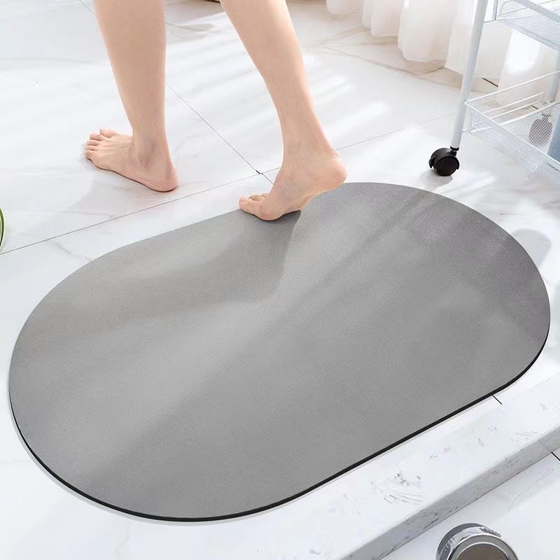 Solid Color Diatom Ooze Soft Floor Mat Bathroom Toilet Absorbent Mat Non-Slip Mat Entry Door Mat Carpet Doormat Cross-Border