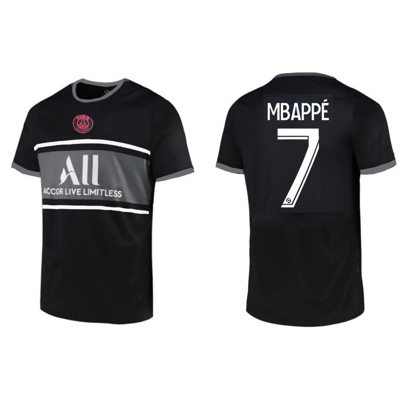 21-22巴黎2客场黑色足球服30号梅西7号姆巴佩球衣成人套装训练服