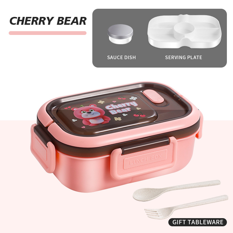 Large Capacity Airtight Salad Lunch Box Compartment Lunch Box Cartoon Lunch Box with Lid Office Worker Portable Lunch Box