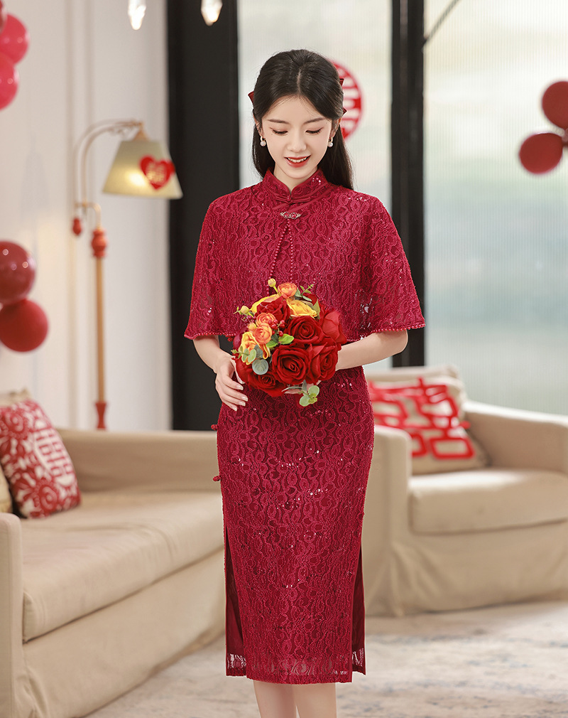 聚凤轩旗袍优雅民国风婚纱喜庆婆婆旗袍裙中式订婚礼服高级旗袍