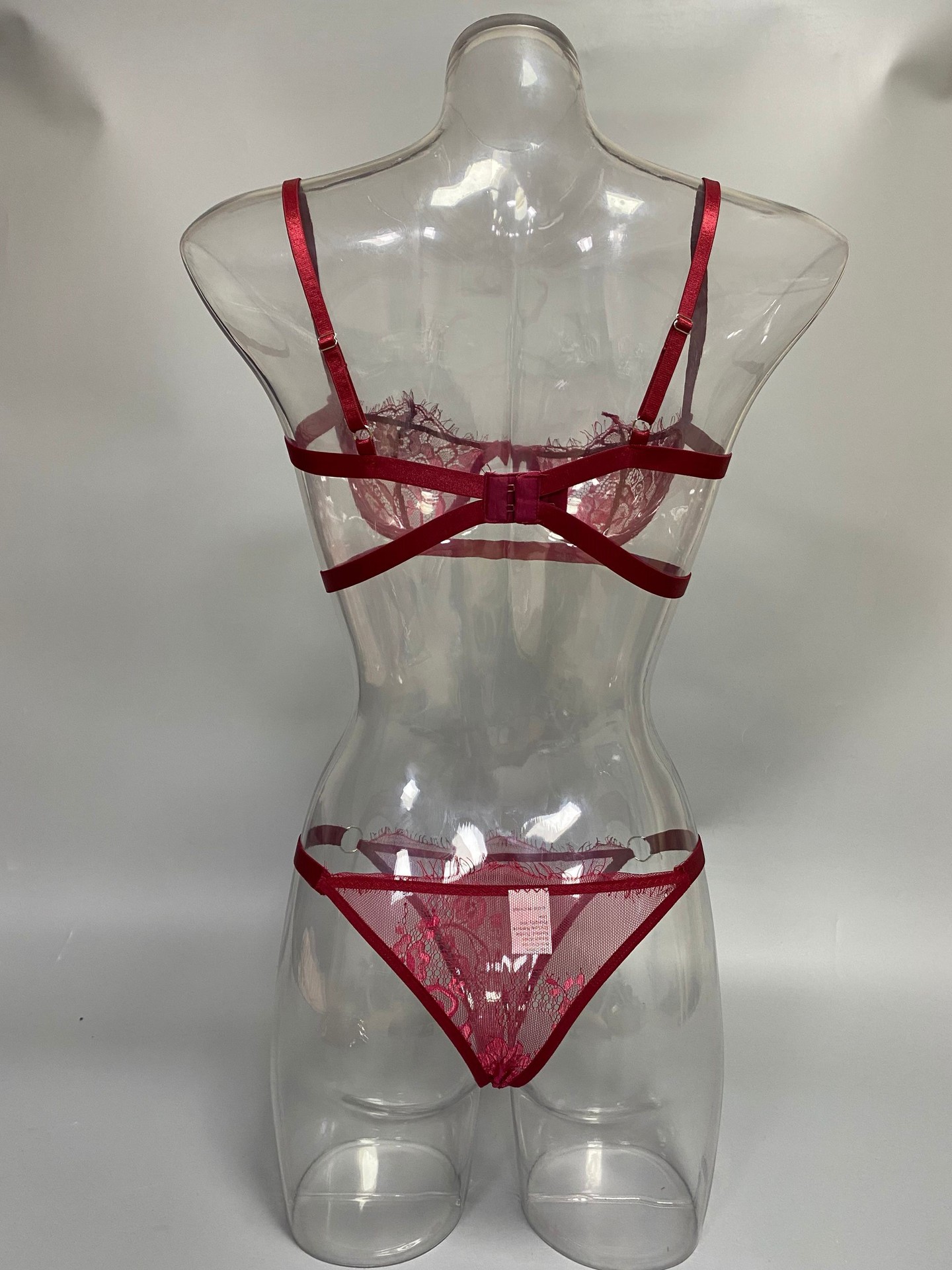 2022欧美夏季情趣内衣蕾丝裹胸吊带性感透视诱惑塑身分体套装女