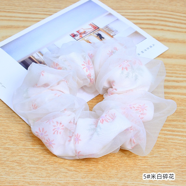 Korean New Chiffon Large Intestine Hair Band Women's Double-Layer Mesh Bun Headband Oversized High-Grade Hair Rope B465