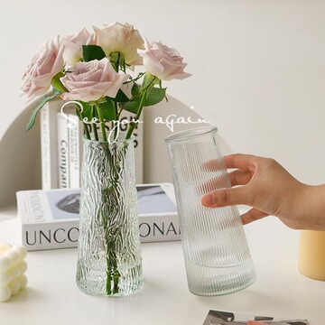 高级感花瓶摆件玻璃透明约ins风水培富贵竹鲜花客厅居家装饰品