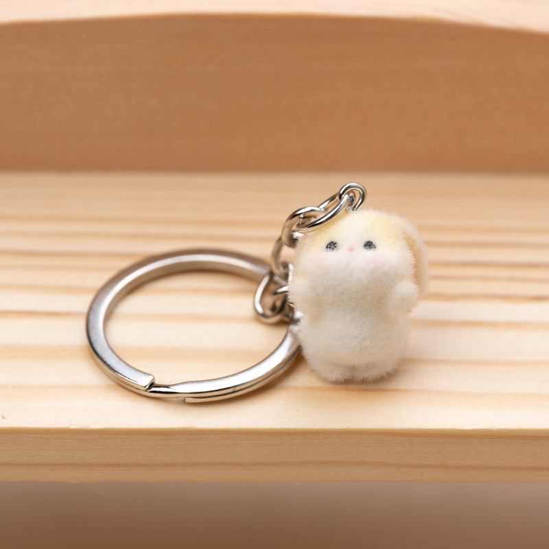 resin flocking three-dimensional cartoon cute long-ear rabbit diy handmade keychain decorative pendant accessories gift