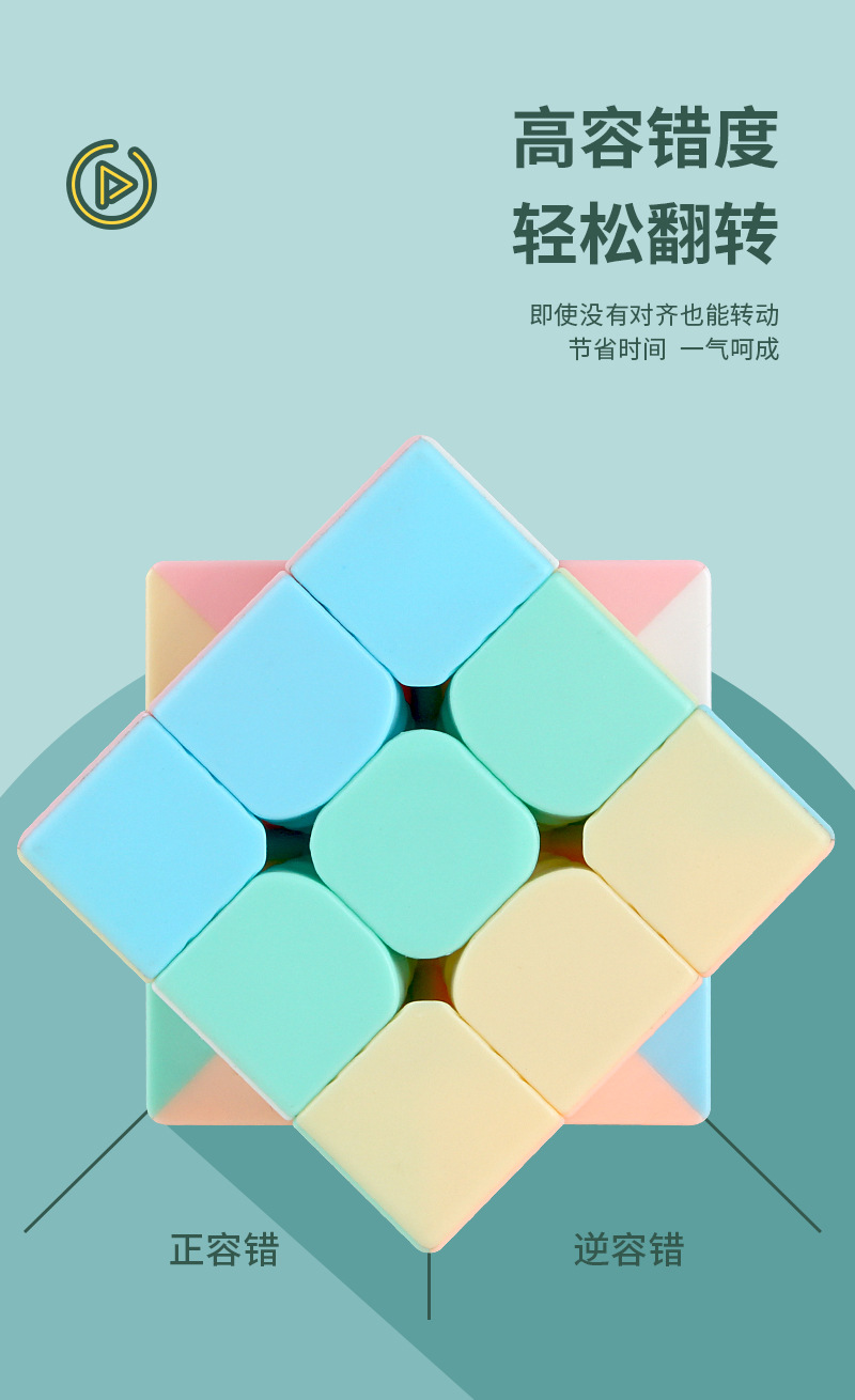 裕鑫马卡龙色魔方三阶3二4四阶专业比赛专用套装全套儿童益智玩具