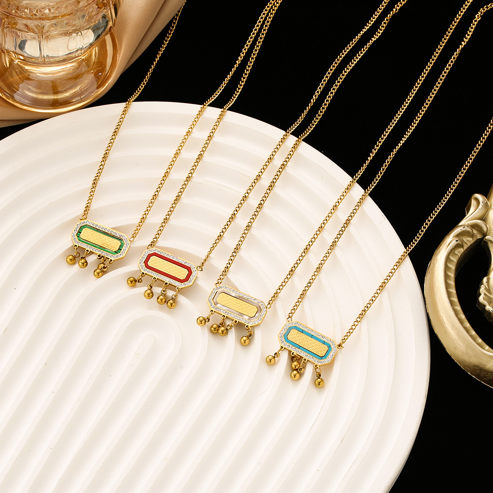 不掉色菱形饰品沙特阿拉伯热卖铜镀金项链两件套锆石项链 项链女