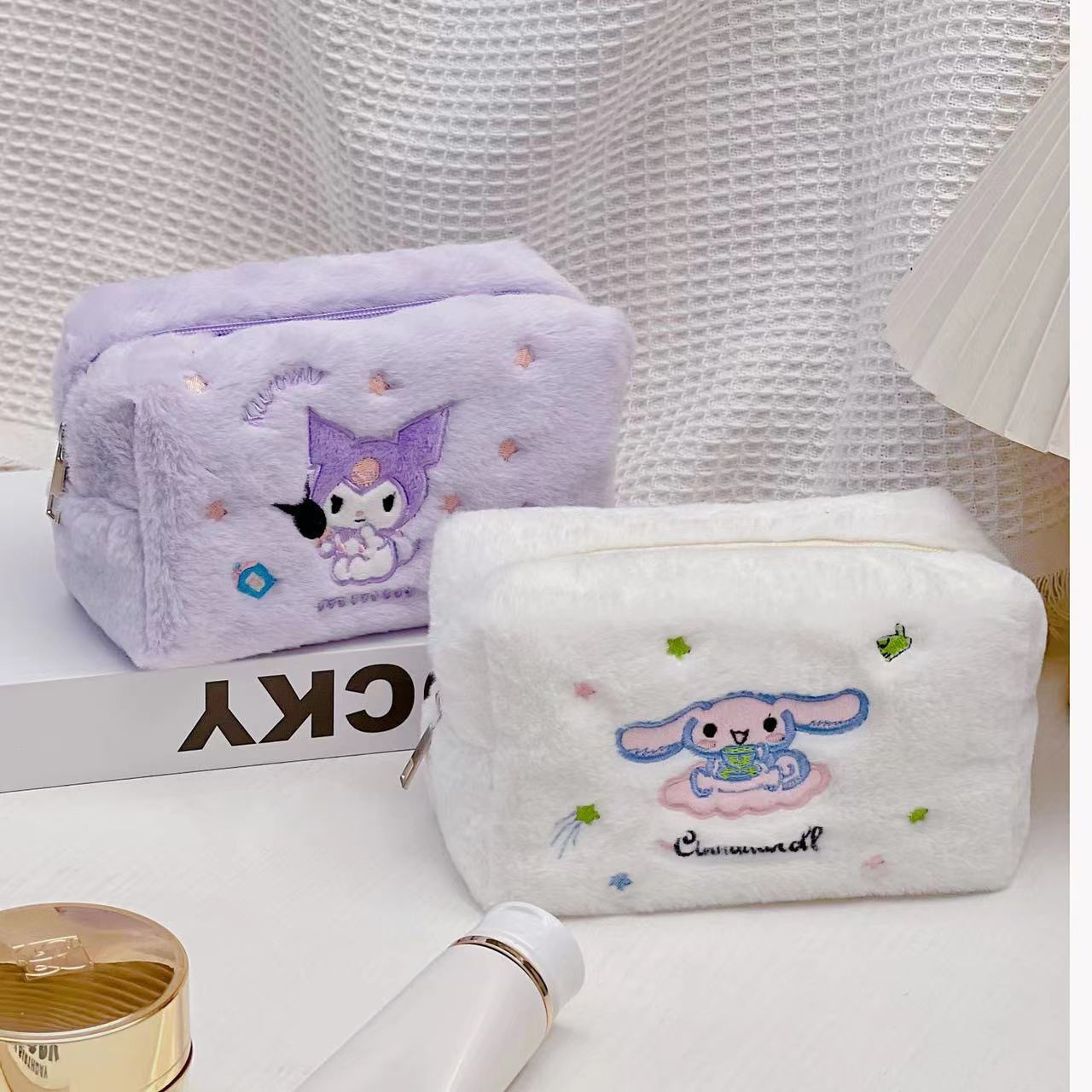 Plush Pencil Bag Cosmetic Bag Ins Cute Girl Buggy Bag Rabbit Cartoon Storage Bag