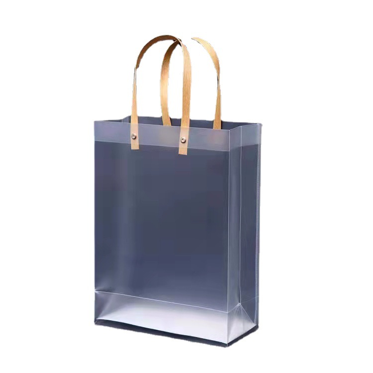 Frosted Pp Handbag Customized High-Grade Square Bottom Plastic Small Transparent Shopping Bags Hand Gift Hand Bag