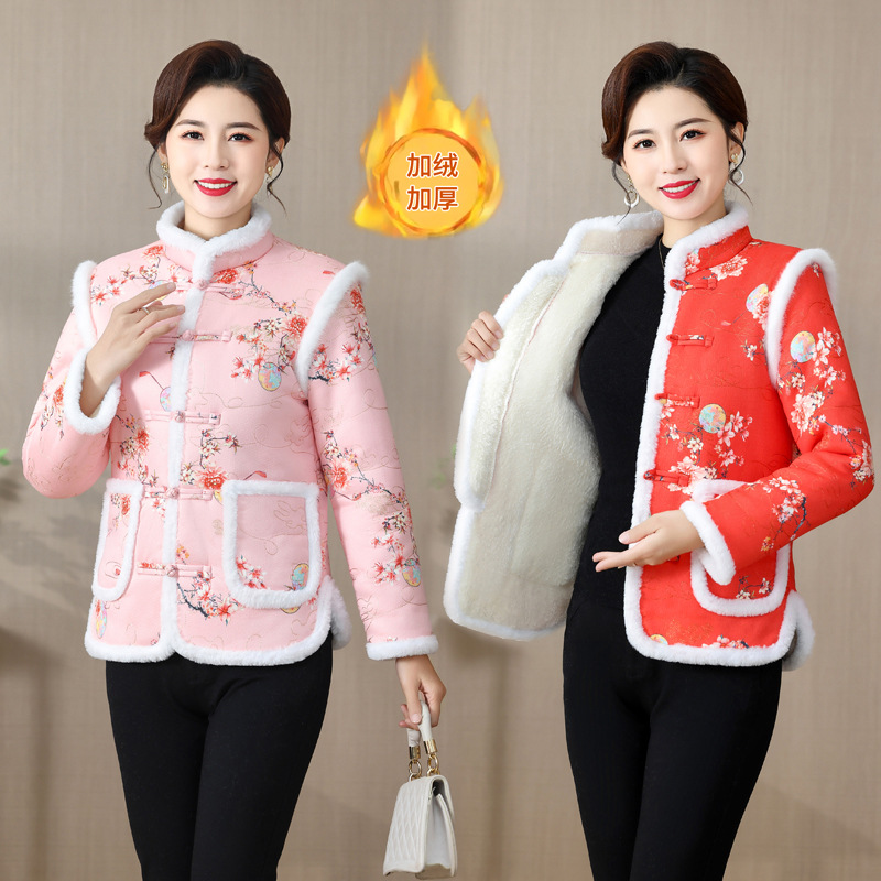东北大花棉袄网红民族风加绒加厚棉衣对襟刺绣拜年服保暖外套棉服