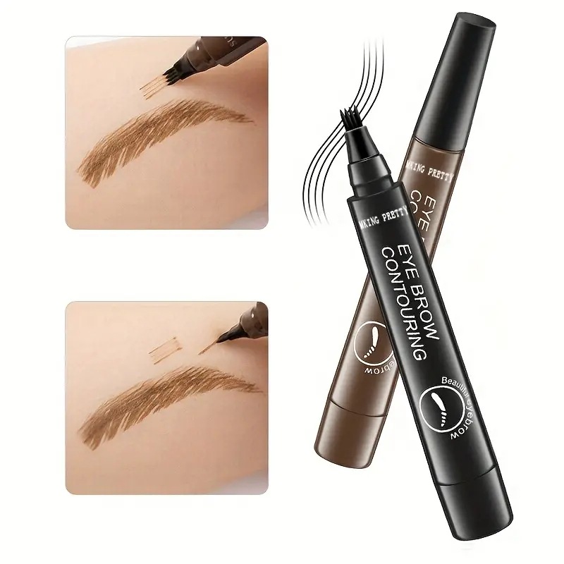 Four-Fork Liquid Water Eyebrow Pencil Four-Head Three-Dimensional Simulation Native Eyebrow Long Lasting Color Rendering Waterproof Sweat-Proof Eyebrow Pencil Can Be Sent on Behalf