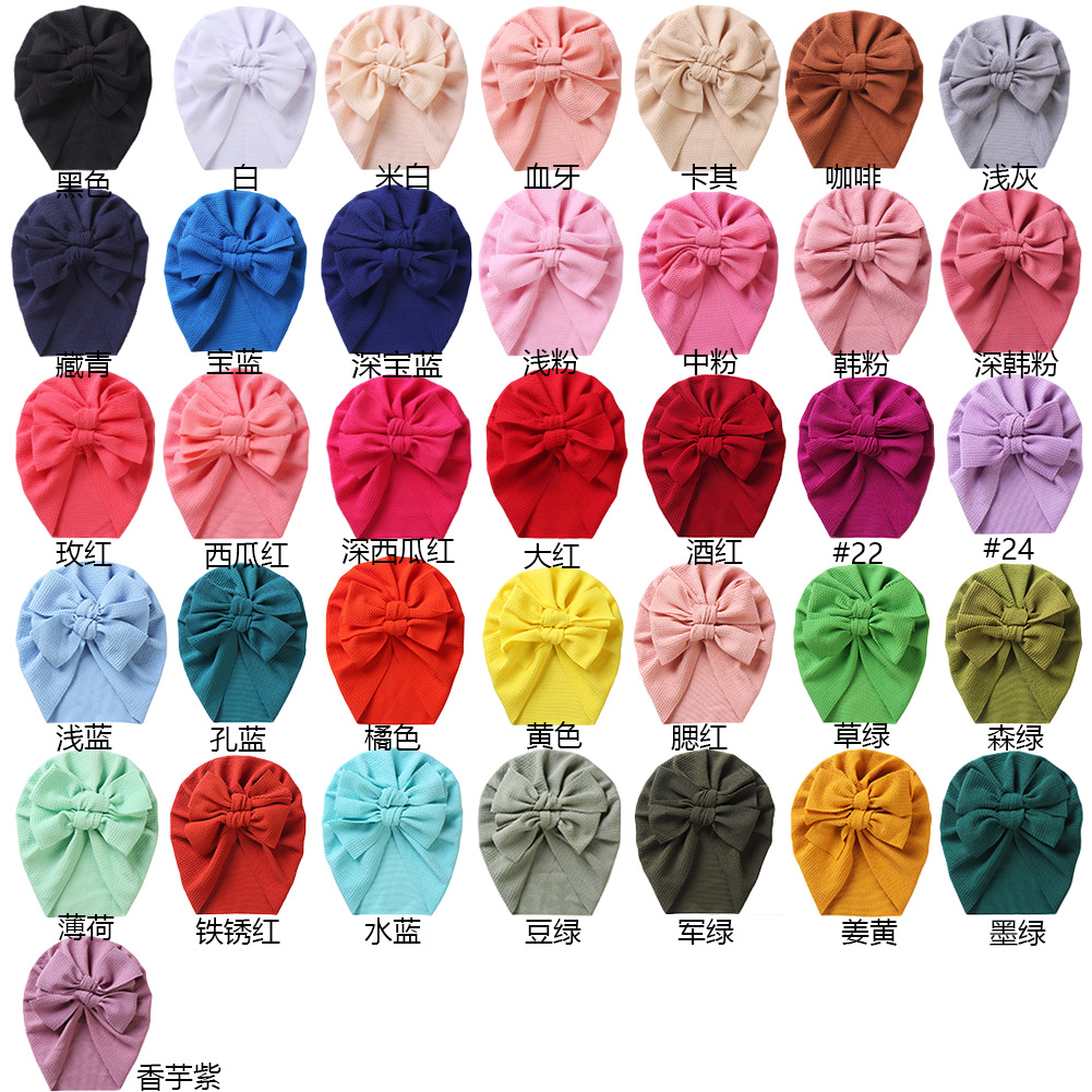 Cross-Border Double Knot Children's Pullover Hat Baby Spring and Autumn Bow Indian Hat Candy Color Baby Brimless Hat