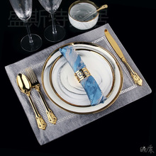 轻奢样板房餐具套装西餐盘展示样品房欧式拍摄道具西餐厅刀叉勺