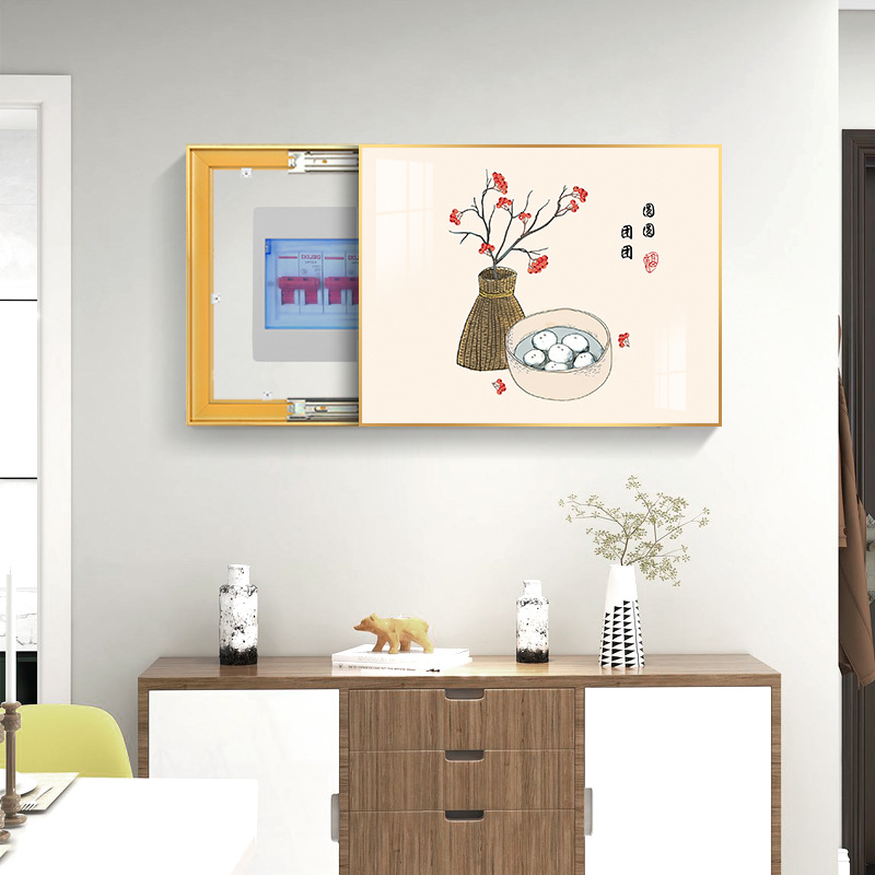 弱电箱装饰画电表箱新中式免打孔电闸箱挂画配电箱感遮挡壁画代货