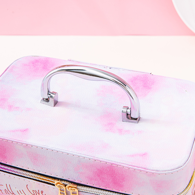 Leather Cosmetic Case Three-Piece Cosmetic Bag Large Capacity Portable Cosmetic Case Portable Travel Cosmetic Storage Box