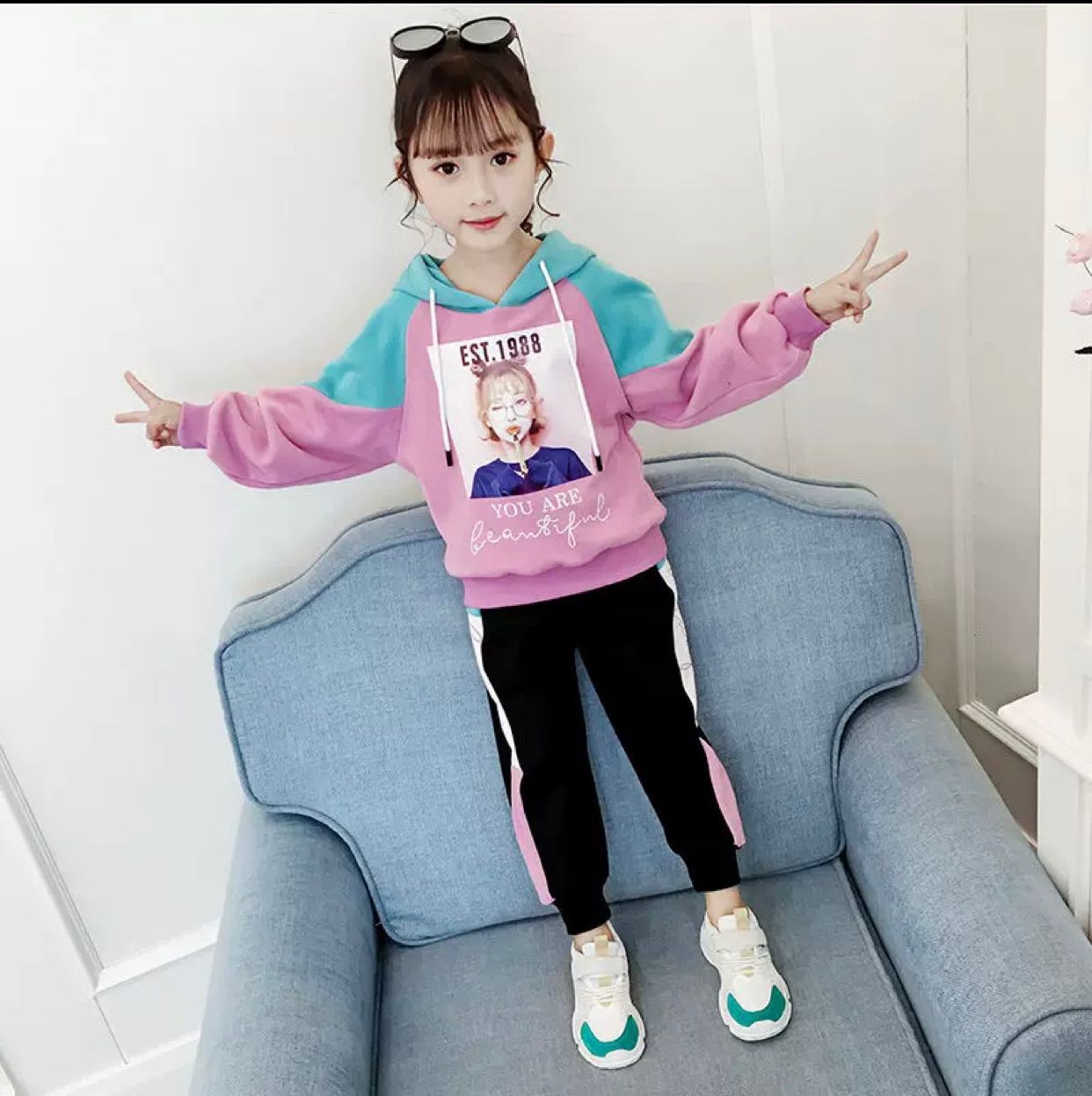 5到13儿童春秋装6小学生7至8女童运动一套装女孩春天穿的衣服十岁