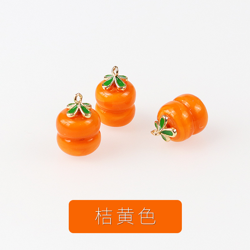 Glass Persimmon Beads Scattered Beads Glass Bead Mobile Phone Charm Keychain Small Pendant Handicraft DIY Material Accessories Wholesale