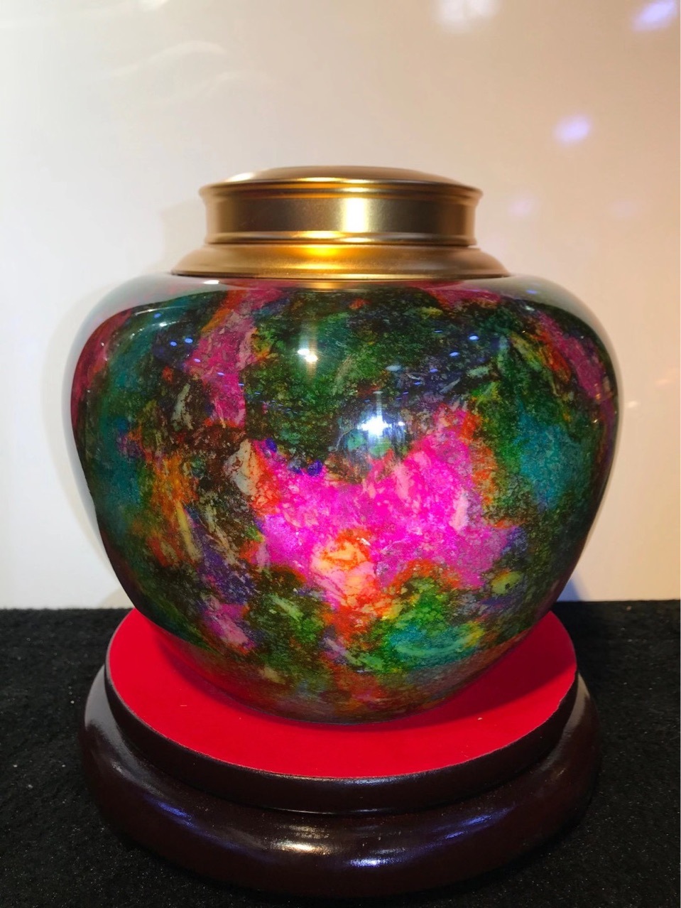 台湾七彩玉球摆件花莲七彩玉花瓶葫芦茶叶罐高端客厅装饰商务礼品