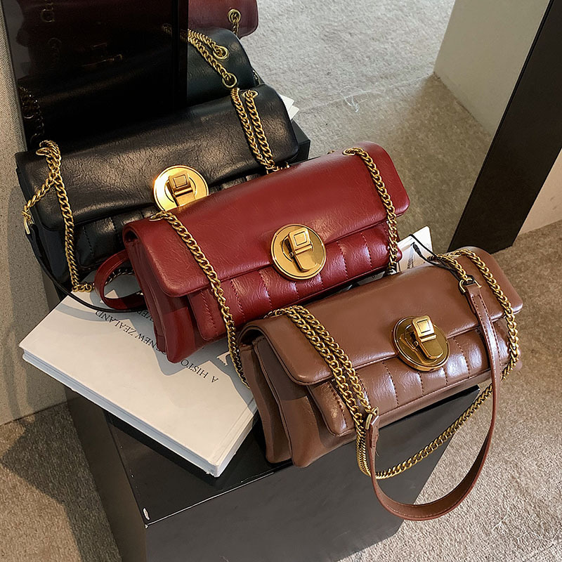 High-End Retro Commuter Chain Bag for Women 2022 New Fashion Small Square Bag Autumn and Winter Textured One-Shoulder Bag