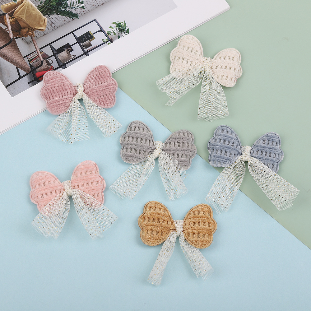 spot knitted bow cloth sticker creative mesh bow tie accessories gloves handmade diy clothing shoes and hats accessories