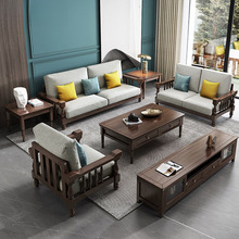 美式乡村实木沙发组合客厅现代轻奢布艺沙发转角L型沙发带拉床123