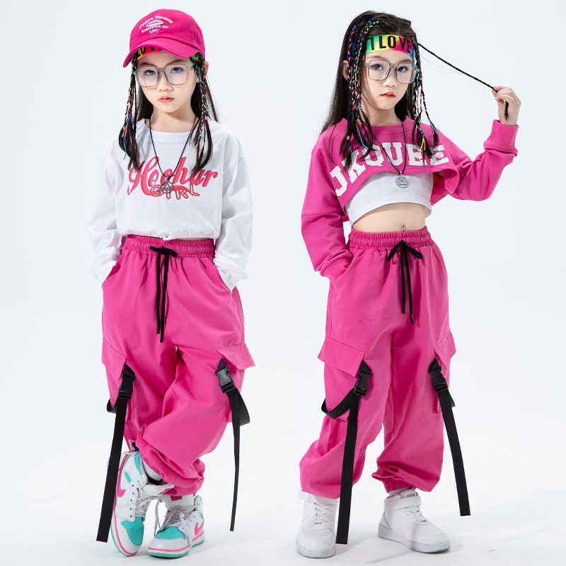 女童爵士舞演出服女版嘻哈jazz套装女孩拉拉队服装少儿街舞潮服