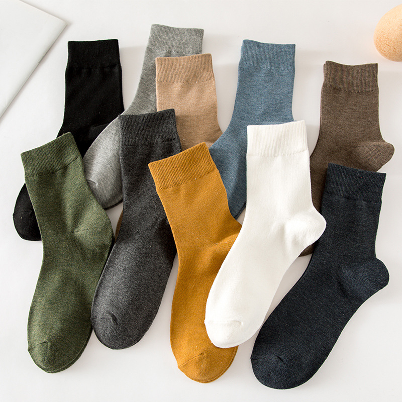 New Socks Men's Middle Tube Socks Autumn and Winter Men's Socks Pure Cotton Socks Men's Classic Sports and Leisure Business Socks Long Socks