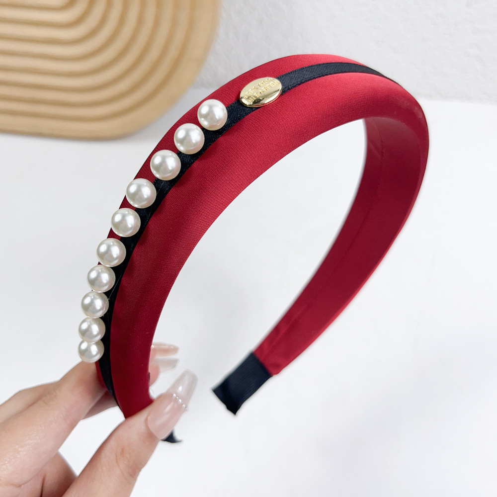 Pearl Headband Female 2024 New Sponge High Skull Top Headdress Hairpin Headband High-End All-Match Elegant Hair Accessories