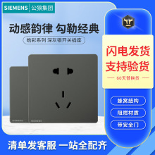 SIEMENS西门子插座皓彩深灰银一开家用面板双控五孔插座带USB开关