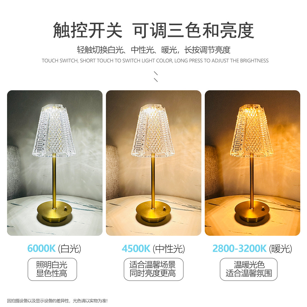 Metal Table Lamp Exclusive for Cross-Border Led Eye-Protection Lamp Hotel Bar Restaurant Desk Lamp Bedside USB Rechargeable Home Table Lamp