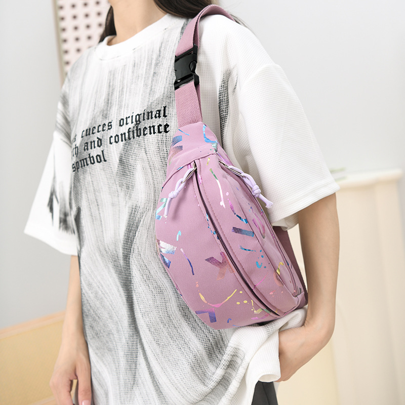 2023新款时尚腰包女士时尚运动跑步装备户外零钱包休闲花色胸包