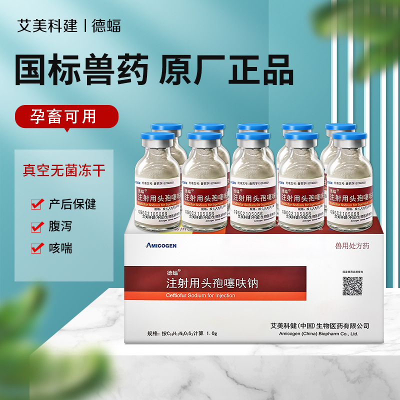 头孢兽用兽药注射用头孢噻呋钠猪药粉针猪牛羊孕畜可用抗菌消炎药